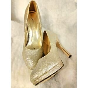 Sparkle Glitter Pumps Round Toe High Heels Shoes Size 7.5 m